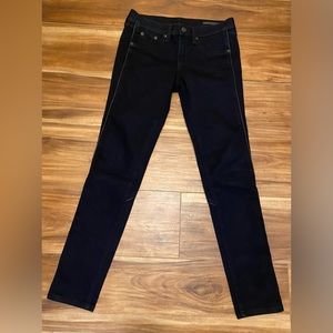 EUC RAG & BONE BLACK LEATHER TRIMMED STRETCHY SKINNY JEANS SIZE 26